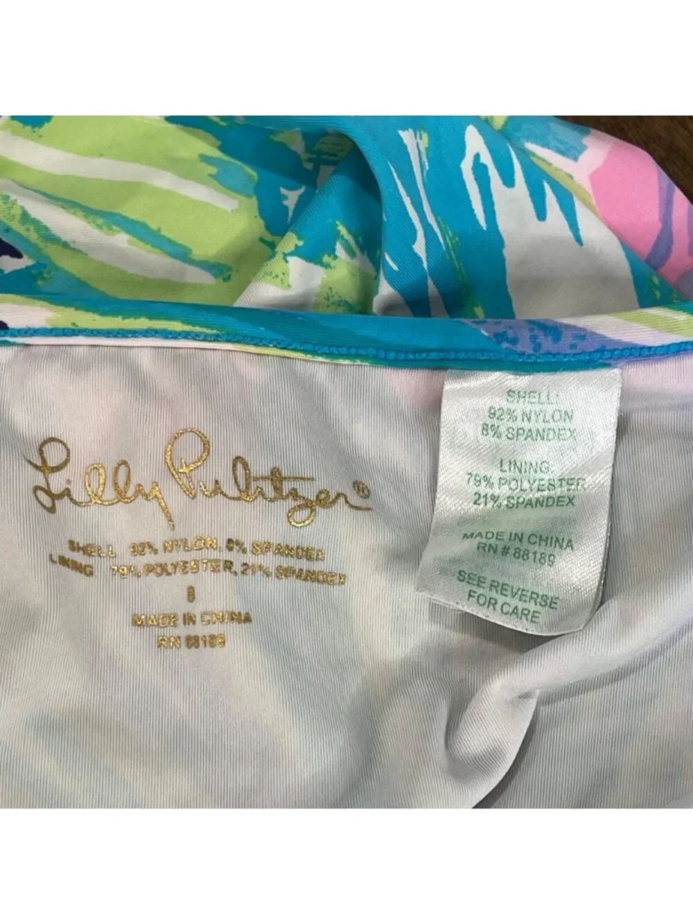 Lilly Pulitzer One Piece Swimsuit Girls Size 8 Colorful Leaf Print Halter Clasp